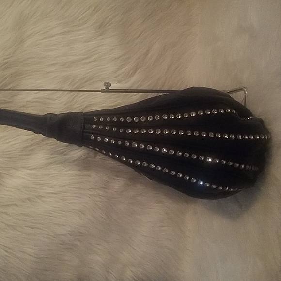 NAVY RHINESTONE ACCENTED HOBO HANDBAG - Picture 5 of 9